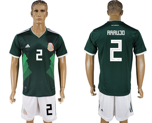 Mexico #2 Araujo Green Home Soccer Country Jersey